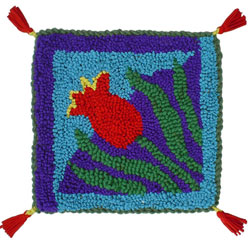 Hooked Textile Tulip Cushion Design 1.
